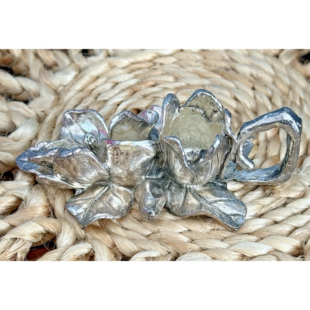 Arthur Court Magnolia Salt Pepper Holder Base 2001 Only Aluminum Floral Fairy - Picture 2 of 6